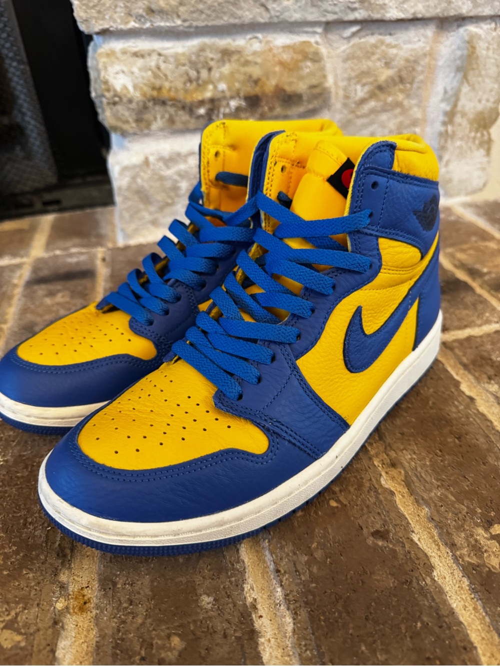 Jordan Women’s High-Top Sneakers in Blue/Yellow